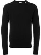 Aspesi Crew Neck Ribbed Pullover, Men's, Size: 48, Black, Cashmere/wool/yak
