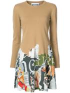 Moschino Magazine Print Dress - Brown