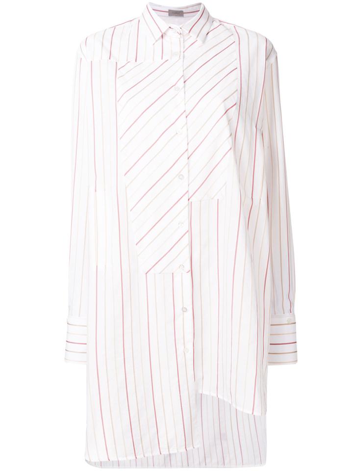 Mrz Striped Asymmetric Shirt Dress - White