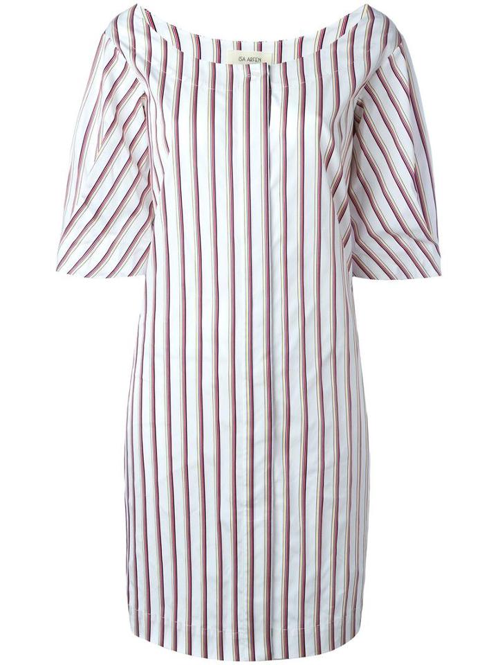 Isa Arfen Scoop Neck Striped Dress, Women's, Size: 8, White, Cotton
