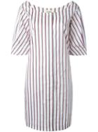 Isa Arfen Scoop Neck Striped Dress, Women's, Size: 8, White, Cotton