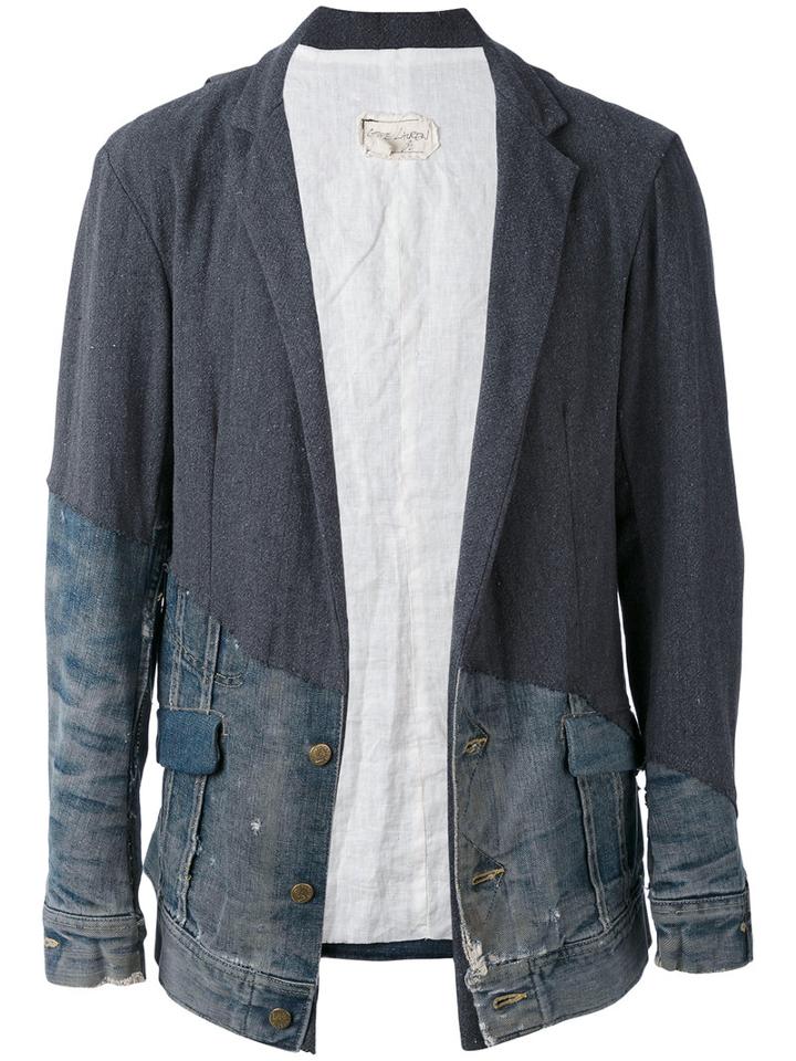 Contrast Denim Blazer - Men - Silk/cotton/linen/flax - 3, Grey, Silk/cotton/linen/flax, Greg Lauren