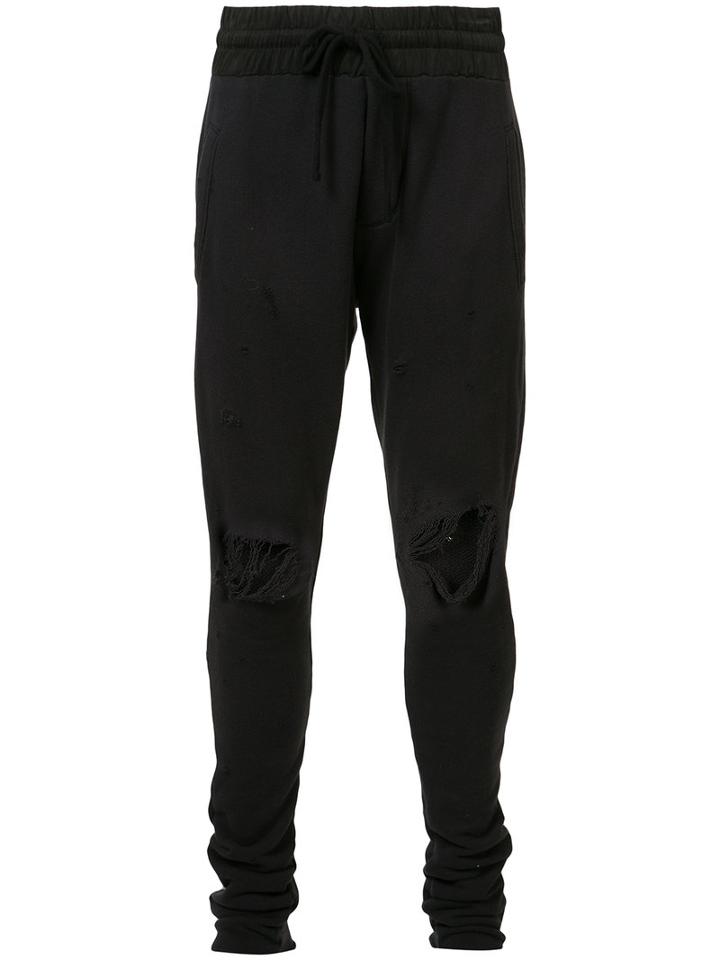 Amiri Distressed Track Pants, Men's, Size: Small, Black, Cotton