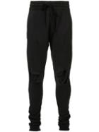 Amiri Distressed Track Pants, Men's, Size: Small, Black, Cotton
