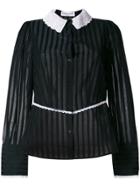 Sonia Rykiel Contrast Collar Striped Blouse - Black