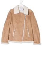 Dondup Kids Teen Faux Shearling Lined Jacket - Nude & Neutrals