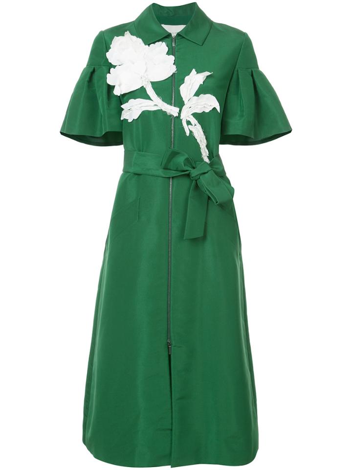 Carolina Herrera Flower Detail Zipped Dress - Green