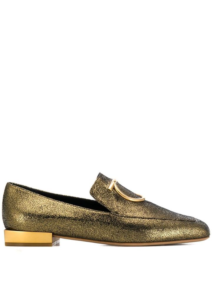 Salvatore Ferragamo Logo Detail Loafers - Gold