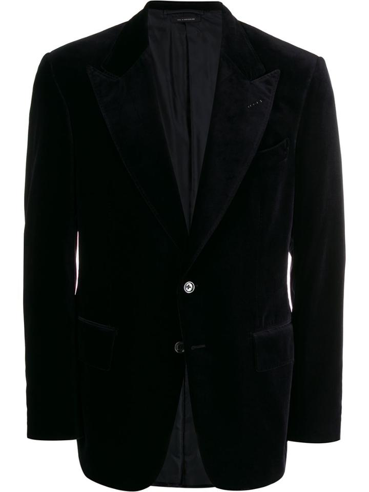 Tom Ford Velour Single-breasted Blazer - Blue