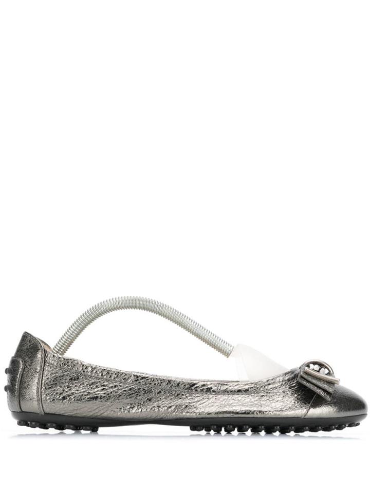 Tod's Double T Ballerina Pumps - Silver