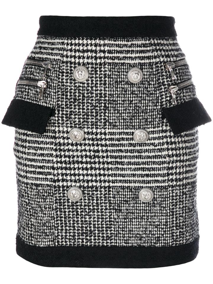 Balmain Tweet Buttoned Mini Skirt - Black