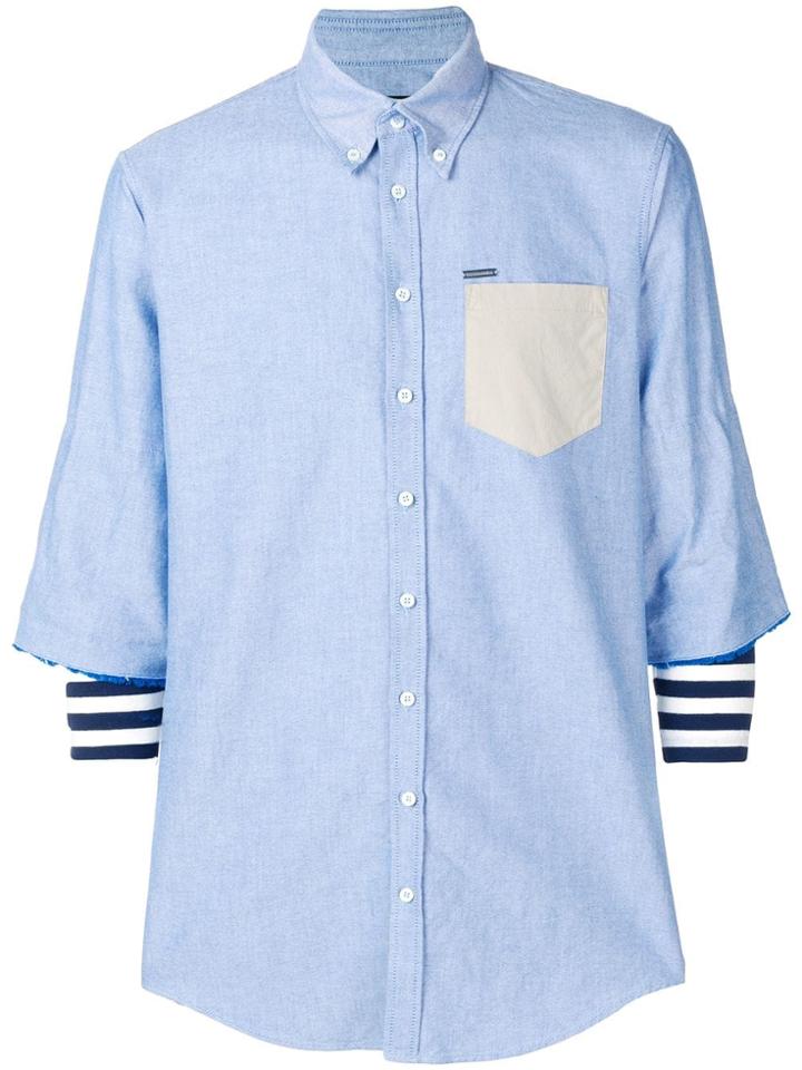Dsquared2 Layered Chambray Button Down Shirt - Blue