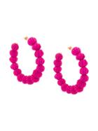 Carolina Herrera Raffia Beads Earrings - Pink & Purple