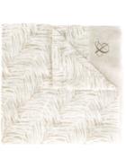 Canali Leaf Print Scarf, Adult Unisex, Nude/neutrals, Cotton/linen/flax