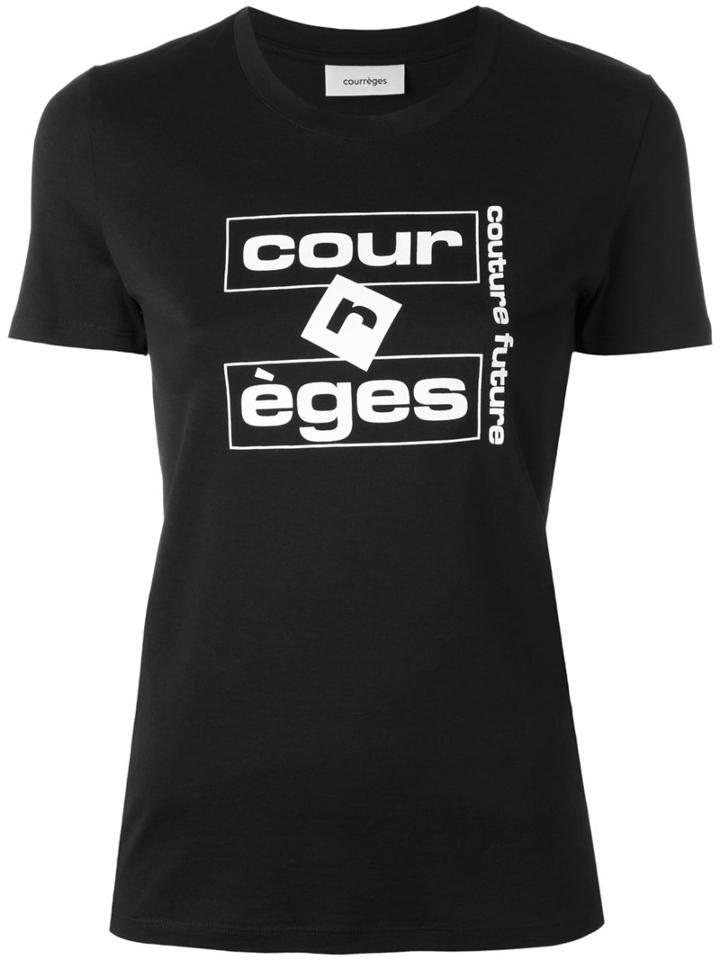 Courrèges - Logo Print T-shirt - Women - Cotton - 3, Black, Cotton
