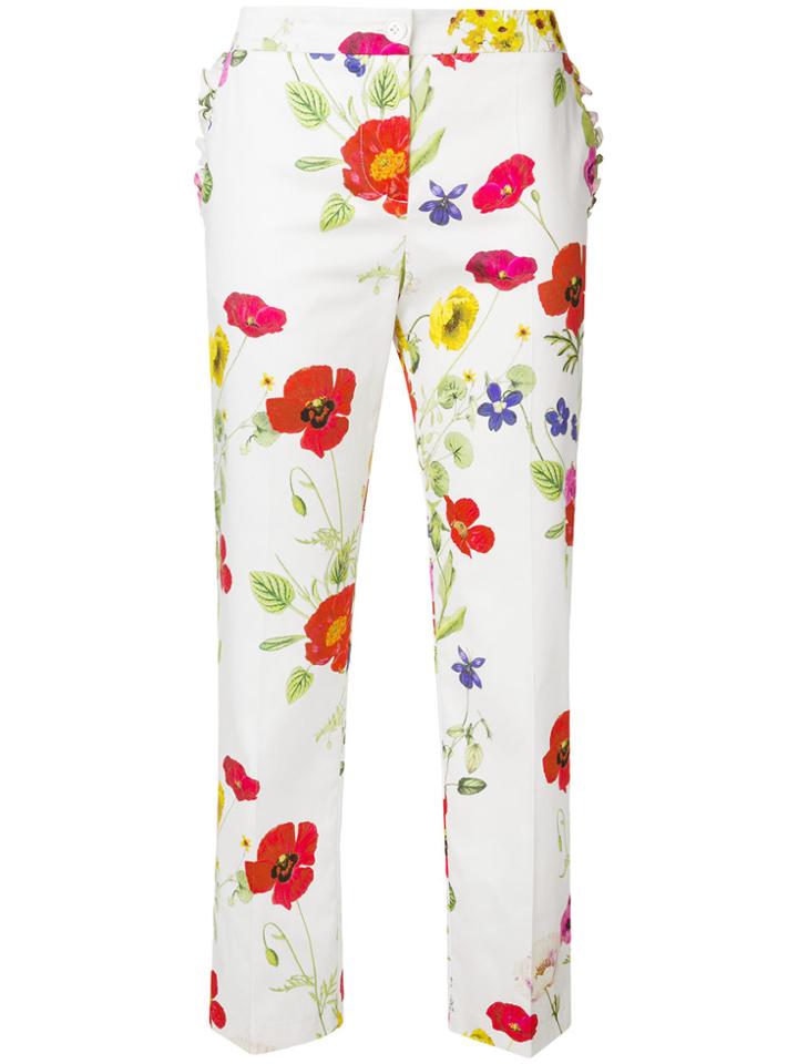 Blugirl Floral Print Cropped Trousers - White