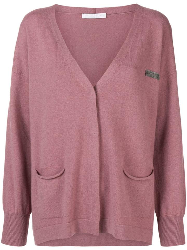 Fabiana Filippi Contrast-patch Cardigan - Pink & Purple