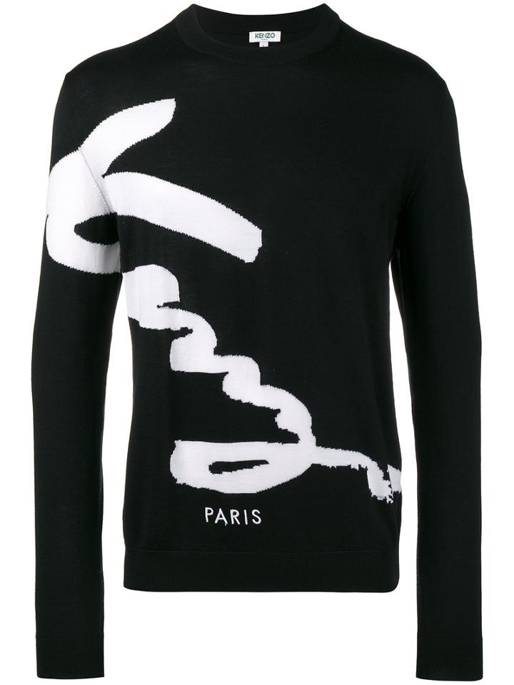 Kenzo - Logo Intarsia Jumper - Men - Wool - S, Black, Wool