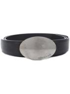 Oval Buckle Belt - Men - Calf Leather - 100, Black, Calf Leather, Maison Margiela