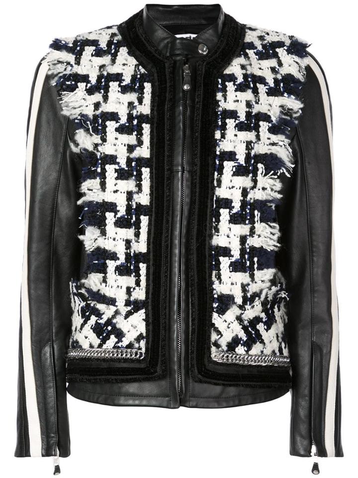 Alexander Wang Contrast Panels Biker Jacket - Black