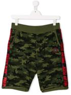 Philipp Plein Junior Camouflage Print Shorts - Green