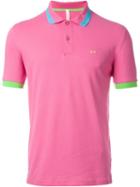 Sun 68 Wide Collar And Sleeve Detail 'righe Fluo' Polo Shirt