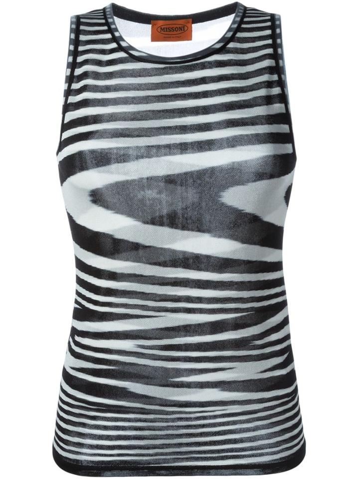 Missoni Wavy Stripe Knit Tank Top, Women's, Size: 48, Black, Viscose