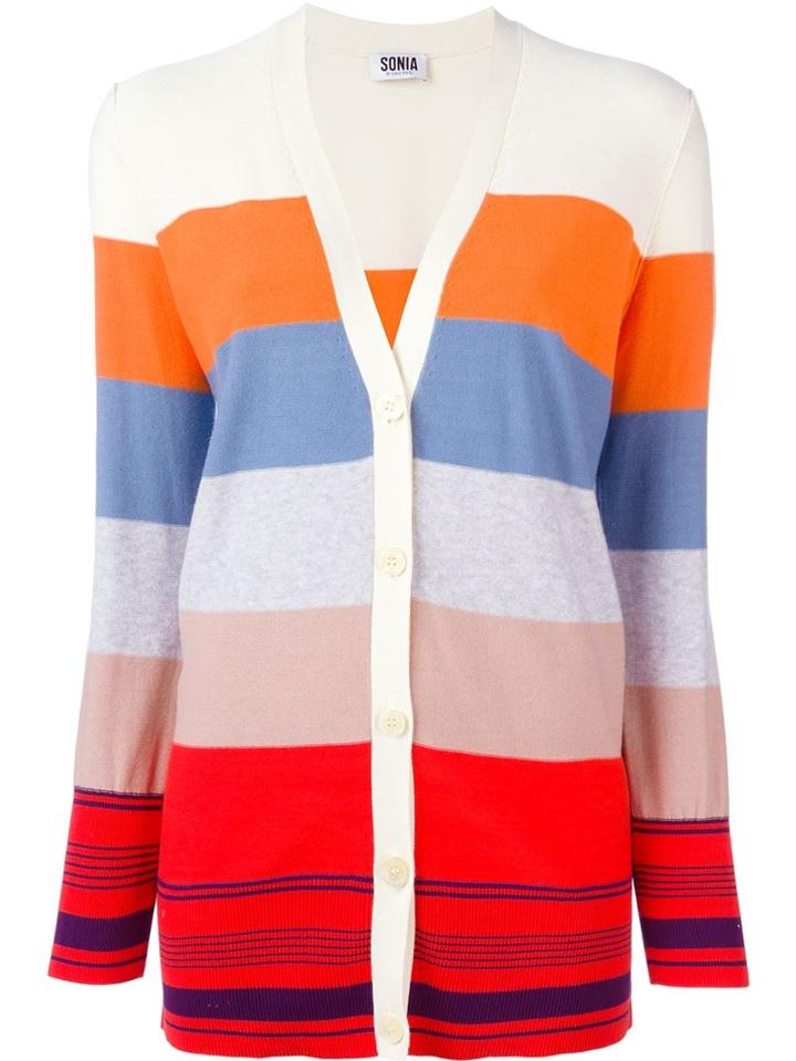 Sonia By Sonia Rykiel Striped V Neck Button Down Cardigan