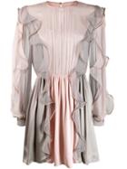 Alberta Ferretti Panelled Ruffle Mini Dress - Pink