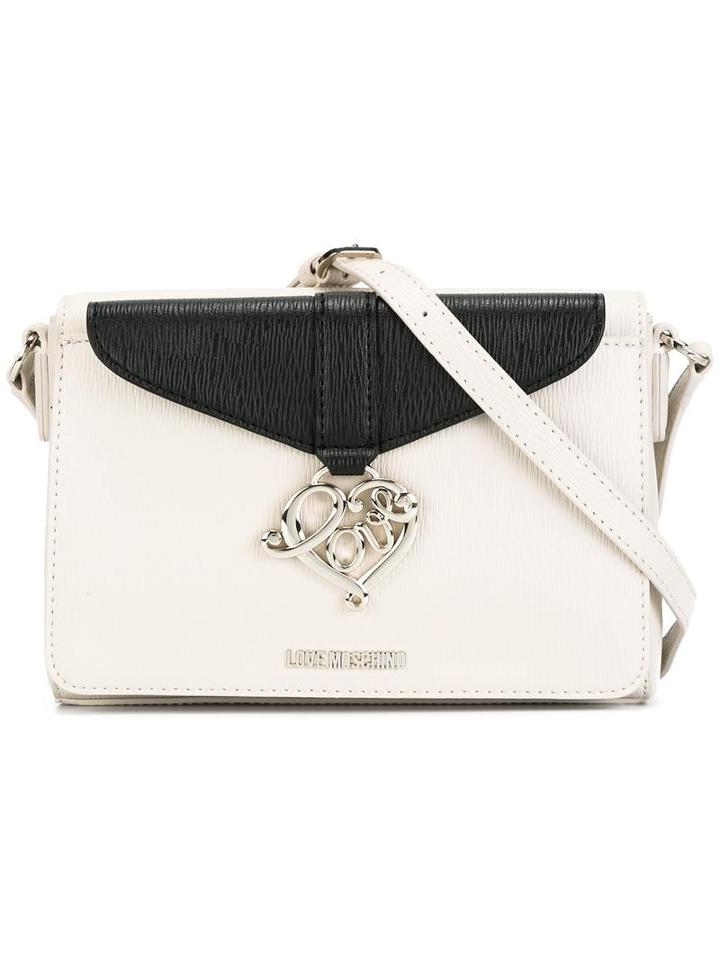 Love Moschino Logo Plaque Crossbody Bag, Women's, White