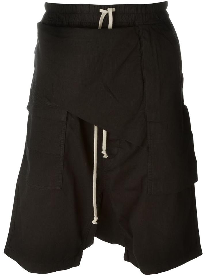 Rick Owens Drkshdw Drop Crotch Shorts, Men's, Size: Xs, Black, Cotton/spandex/elastane