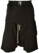 Rick Owens Drkshdw Drop Crotch Shorts, Men's, Size: Xs, Black, Cotton/spandex/elastane