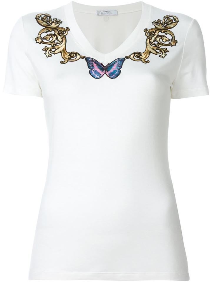 Versace Collection Butterfly Embroidered T-shirt
