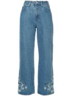 Clane Embroidered Flared Jeans - Blue