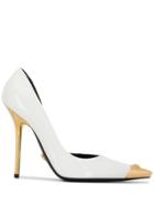 Versace Aurene Gold-tone Tip Pumps - White