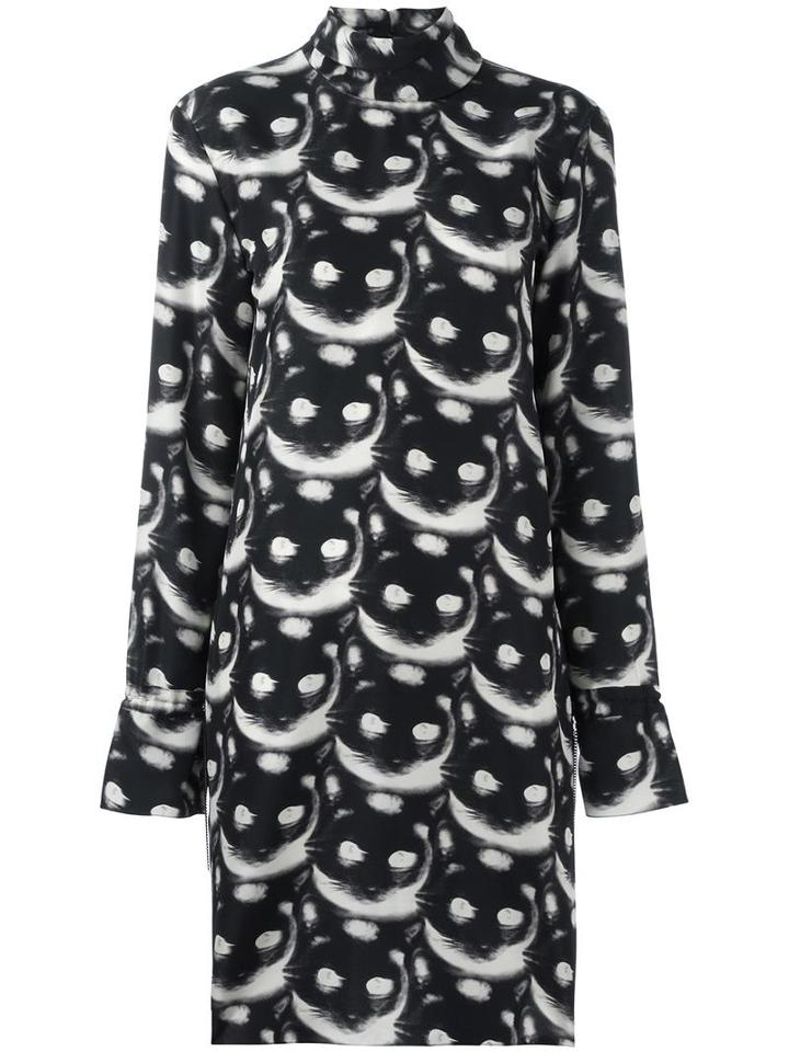 Nina Ricci 'cats' Print Dress, Women's, Size: 42, Grey, Silk