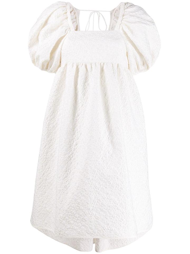 Cecilie Bahnsen Balloon Sleeve Flower Embroidered Dress - White