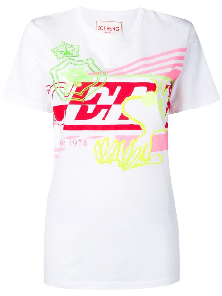 Iceberg Multicoloured Logo Print T-shirt - White