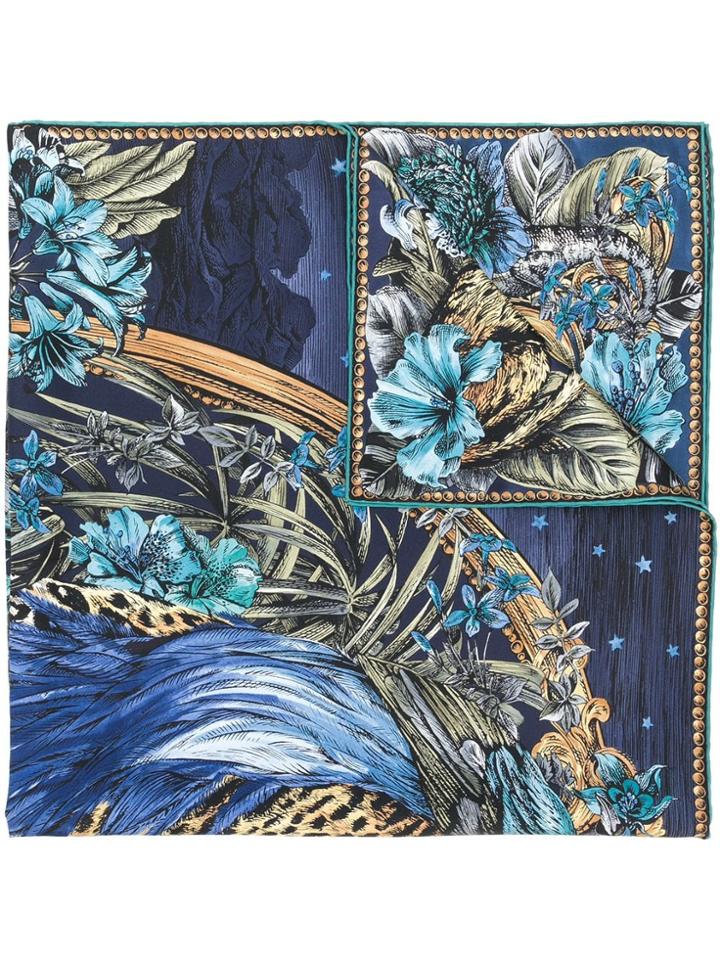 Salvatore Ferragamo Leopard Print Scarf - Blue