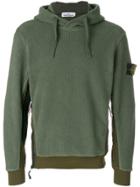 Stone Island Logo Plaque Fleece Hoodie - Green