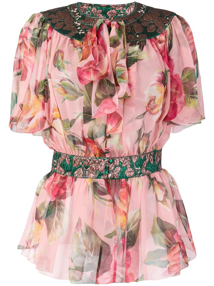 Dolce & Gabbana Rose Print Blouse - Pink & Purple