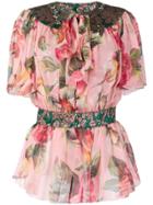 Dolce & Gabbana Rose Print Blouse - Pink & Purple