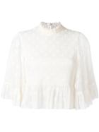 Mcq Alexander Mcqueen - Smocked Ruffle Top - Women - Polyamide/polyester/viscose - 42, White, Polyamide/polyester/viscose