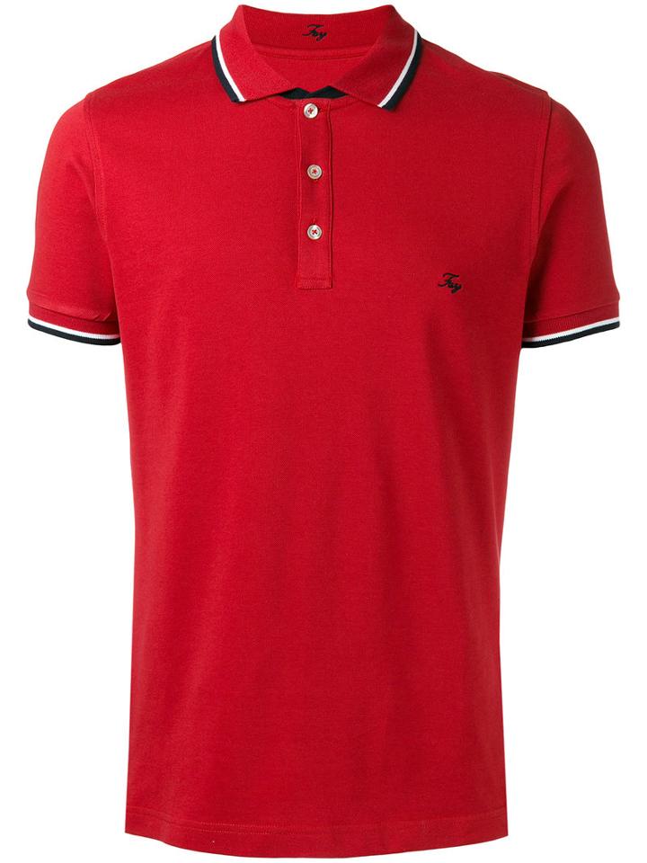Fay Logo Polo Shirt, Men's, Size: Medium, Red, Cotton/spandex/elastane