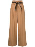 Loveless Belted Wide Leg Trousers - Brown