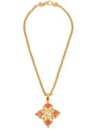 Chanel Vintage Cc Logo Stone Pendant Necklace, Women's, Metallic