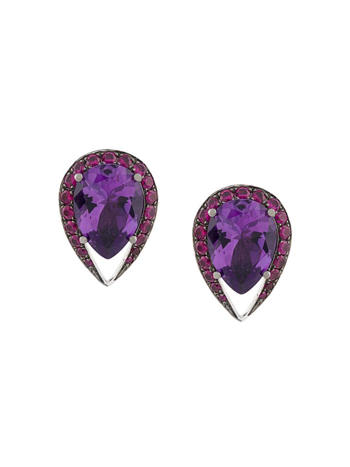 Shaun Leane 18kt Gold Aurora Stud Earrings - Pink & Purple