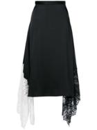 Christopher Kane Lace Trim Satin Skirt - Black