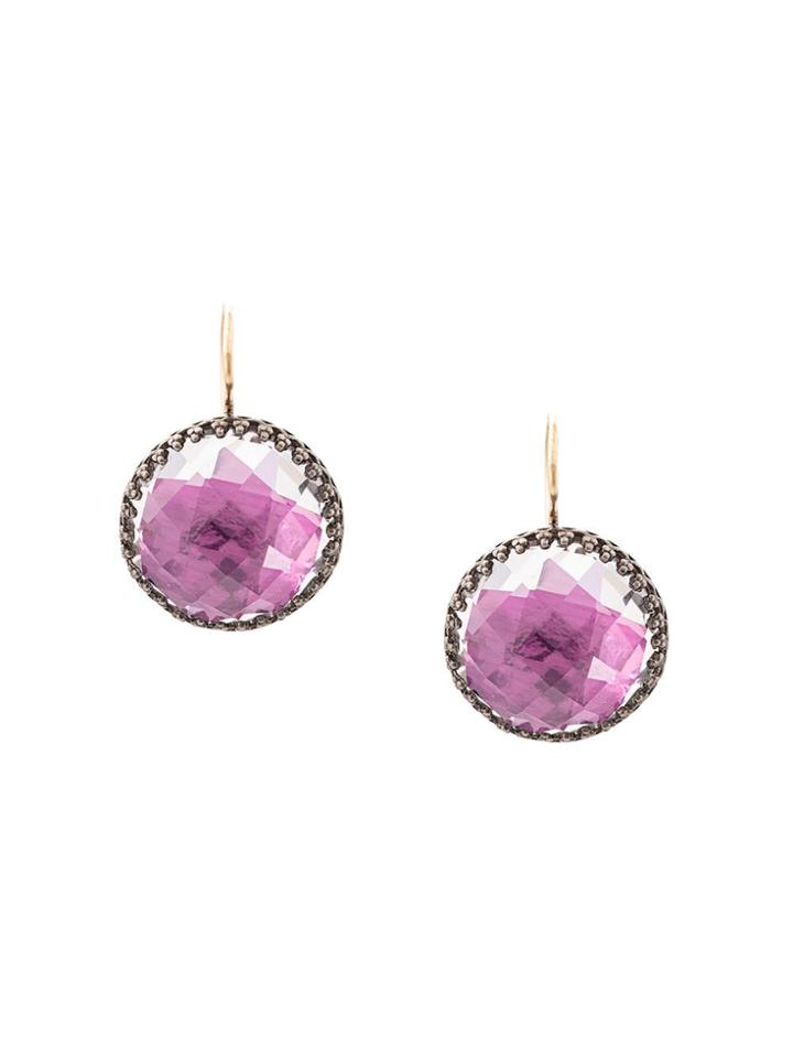 Larkspur & Hawk Olivia Magenta Button Drop Earrings - Pink