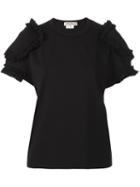 Comme Des Garçons Ruffle Sleeve T-shirt, Women's, Size: Small, Black, Polyester